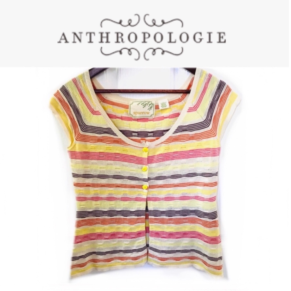 Anthro Sparrow striped button up sweater top